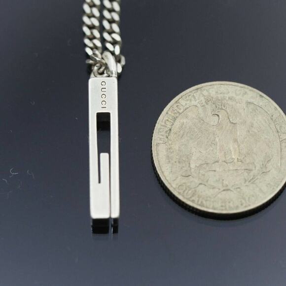 Authentic GUCCI 925 Sterling Silver G Logo Charm Pendant Necklace – 18" - Picture 6 of 9
